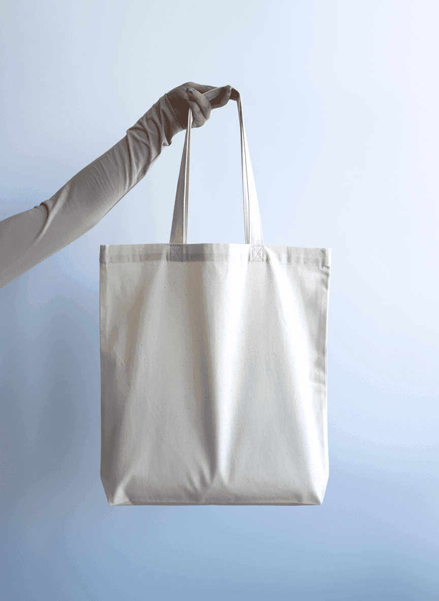 Шопер из хлопковой бязи, длинные ручки, натуральный
