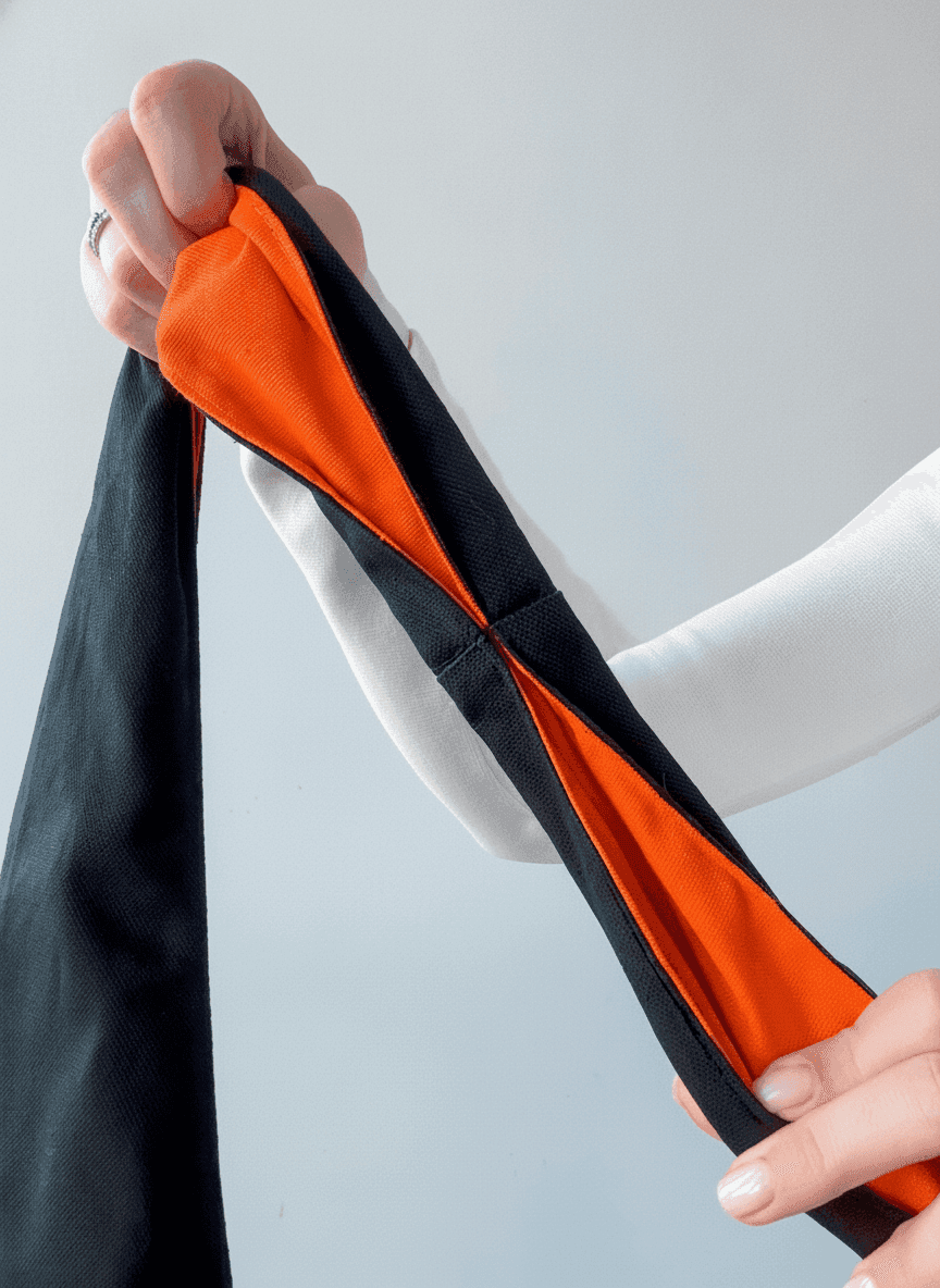 Black Canvas Tote with Orange Lining