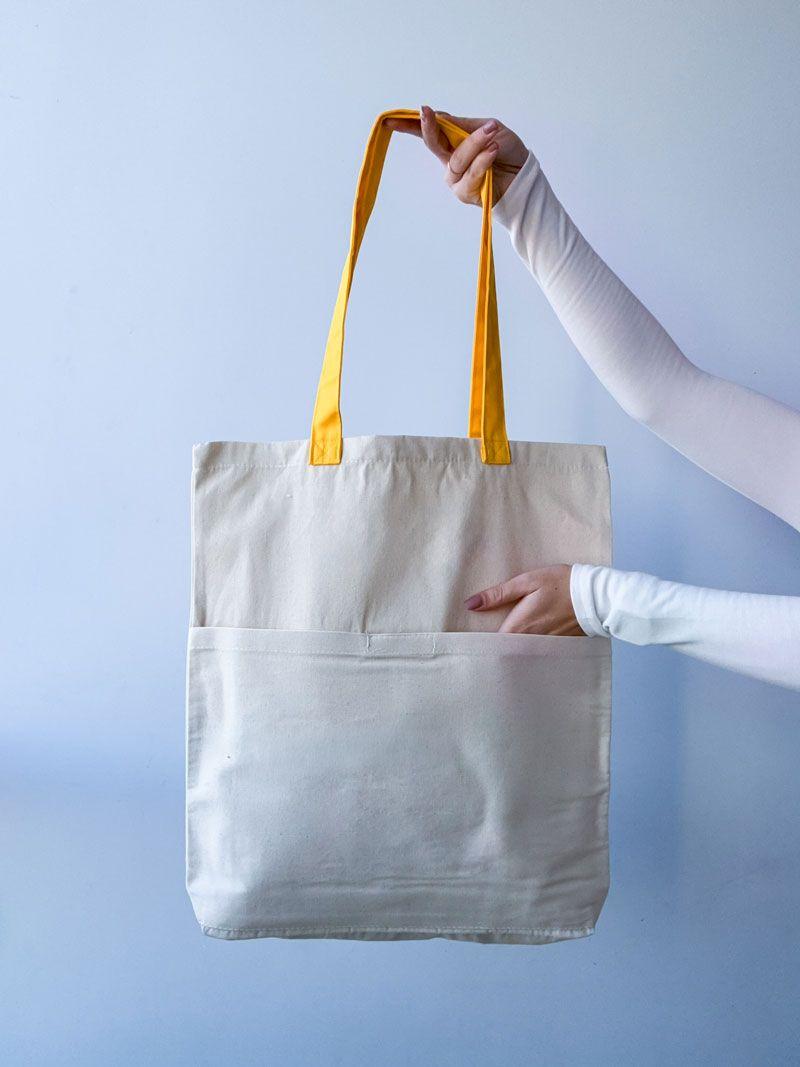 Шопер із бавовняної саржі з довгими ручками для покупок