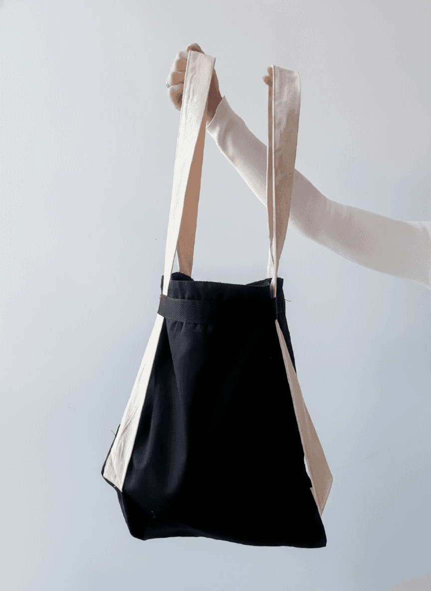 Black Canvas Mini Backpack with Light Straps