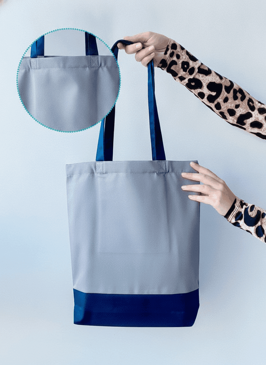 Two-Tone Heavy Cotton Tote with Colored Bottom