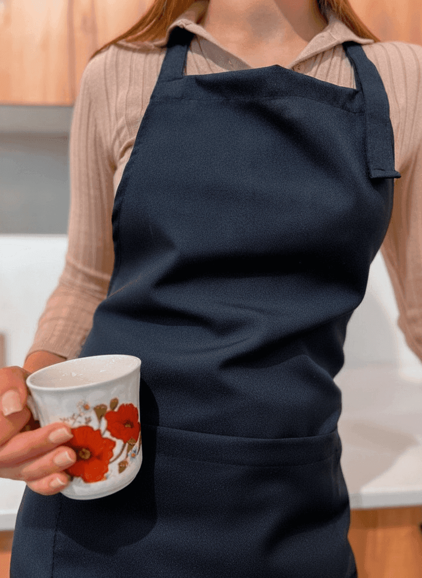 Black Gabardine Apron with Kalyna Print