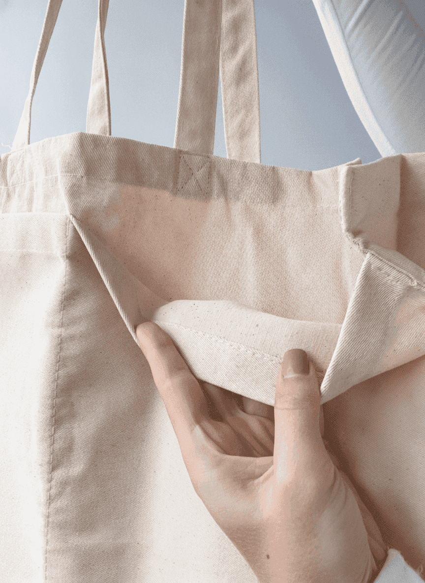 Natural Cotton Twill Tote Bag with Fabric Handles