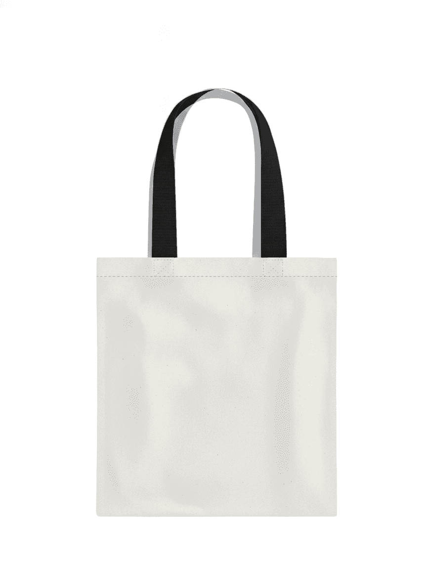 Natural canvas tote bag with black handles