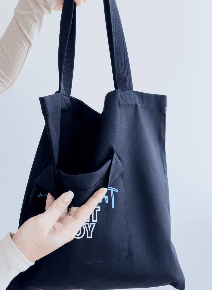 Шопер из хлопковой саржи с черными ручками для покупок