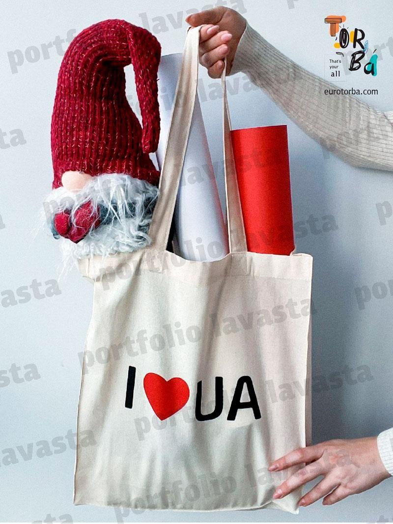 Об'ємна сумка з боковими вставками із бязі без друку