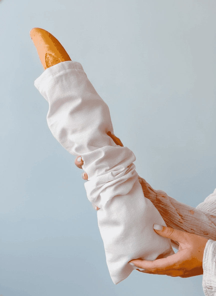 Cotton Baguette Bag with Anti-Mold Liner