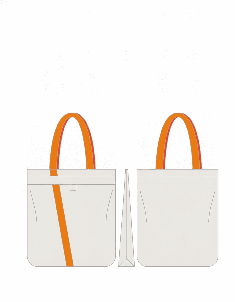 Light Beige Tote Bag with Ribbon Trim