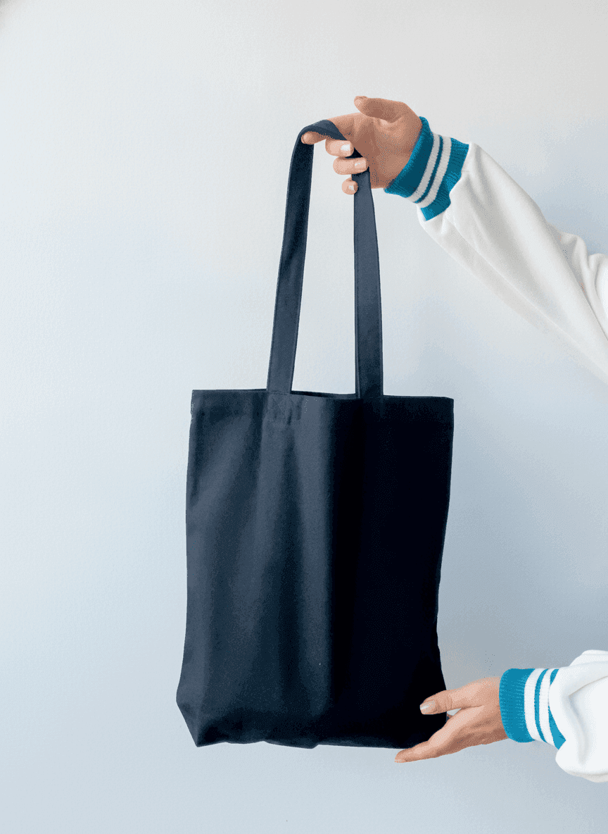 Sturdy Black Cotton Tote Bag