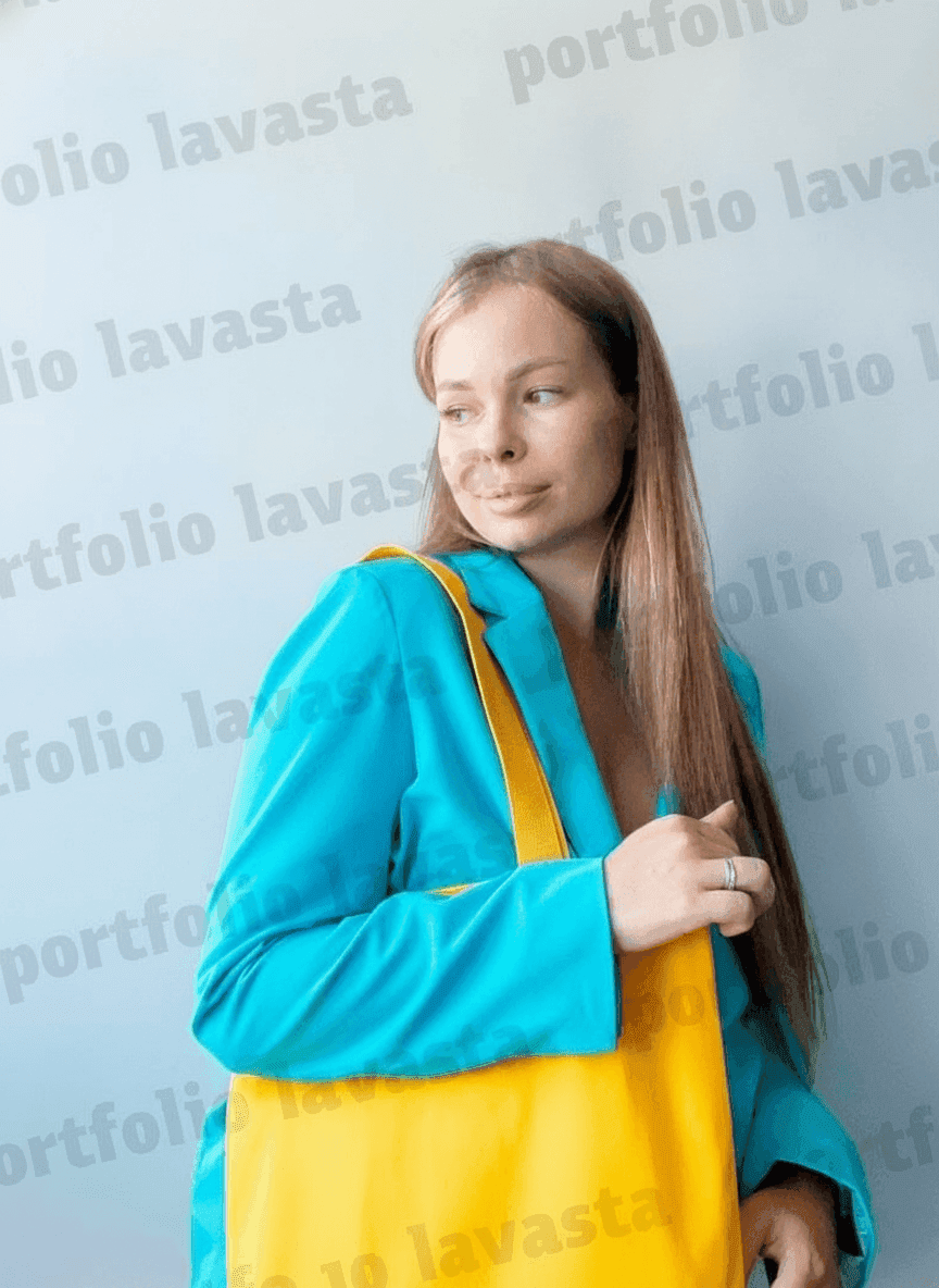 Yellow Cotton Canvas Tote Bag, Long Handles