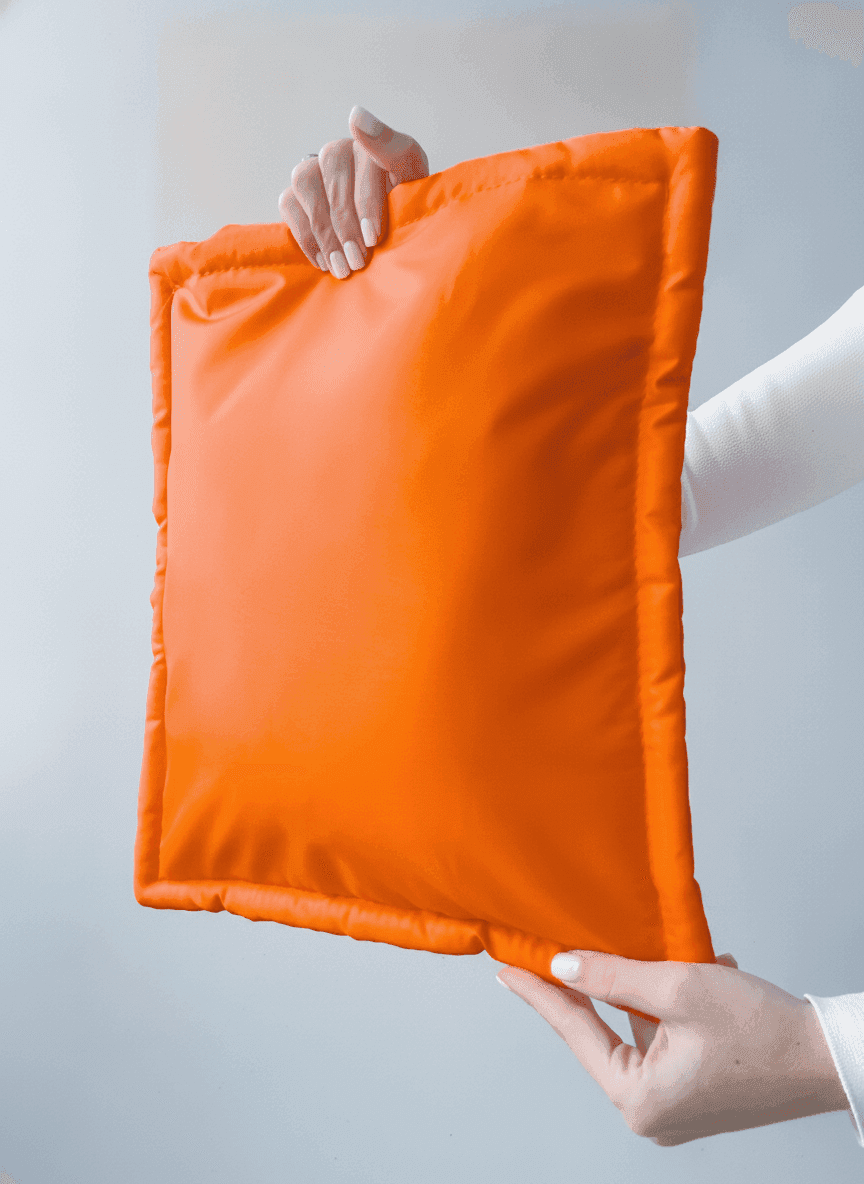 Orange tote bag, water-repellent raincoat fabric