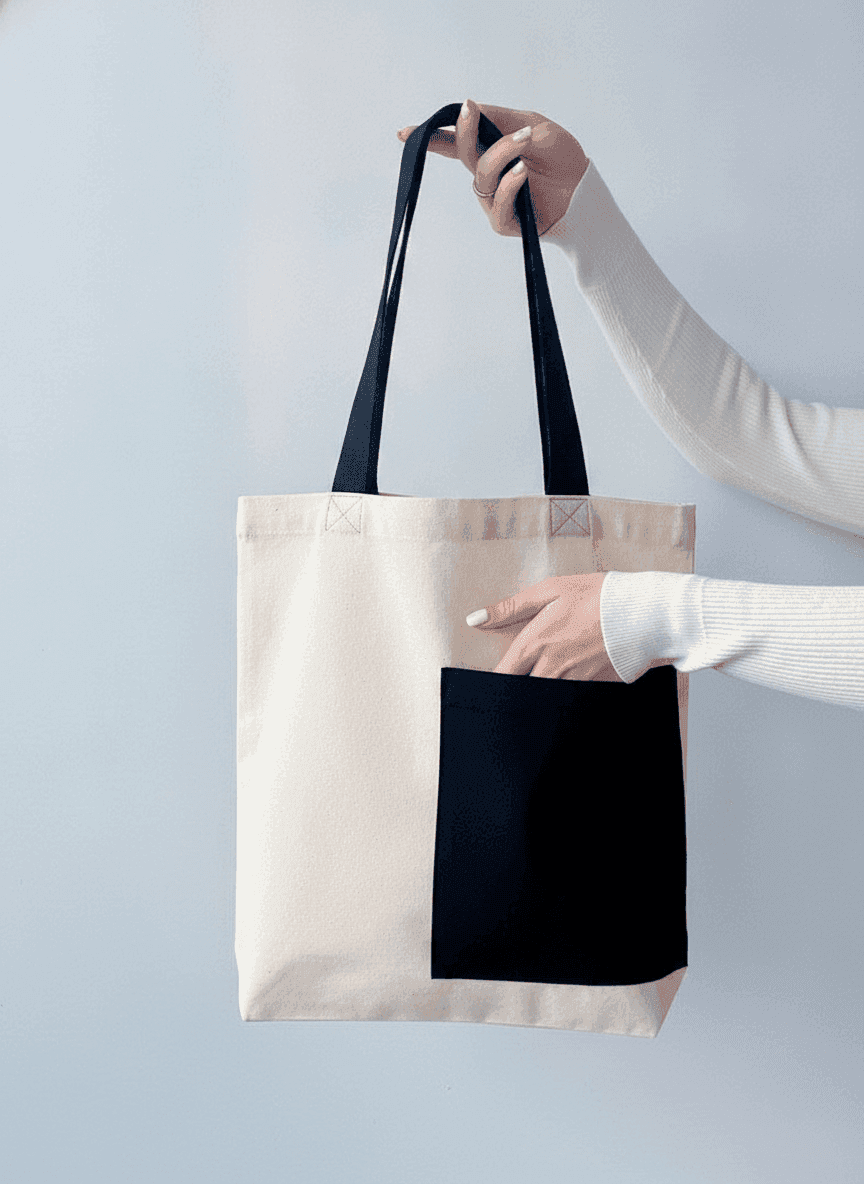 Light Beige Two-Ply Cotton Tote Bag