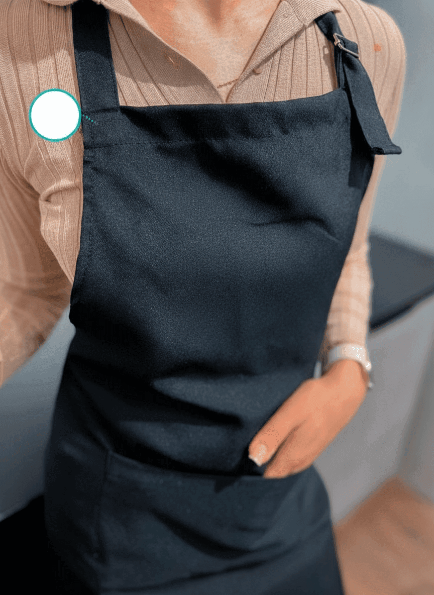 Black Gabardine Apron with Slava Ukraini Print
