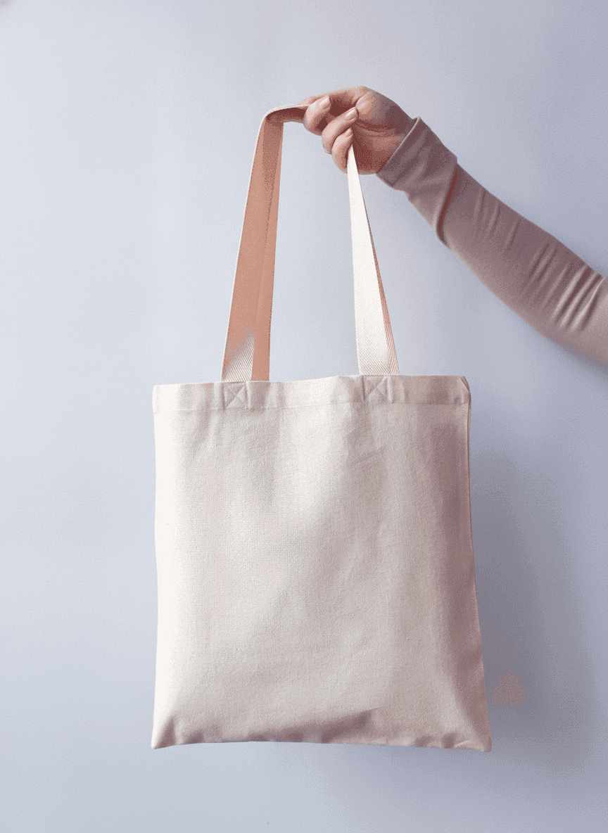 Eco tote bag with ribbon handles