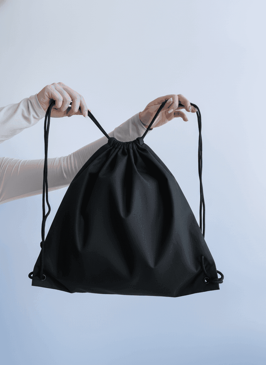 Элегантный черный мешок на шнурках из бязи для брендинга