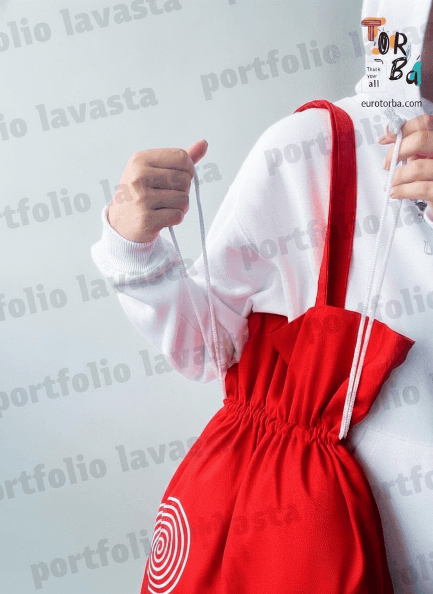 Long Red Twill Tote Bag