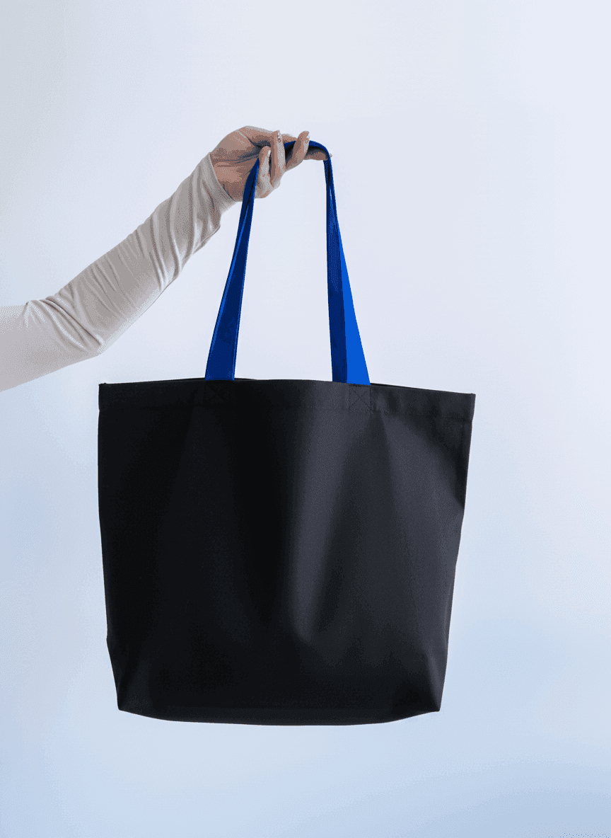 Durable twill shopper with blue handles