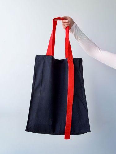 Шопер из саржи (плотный хлопок) с красными ручками