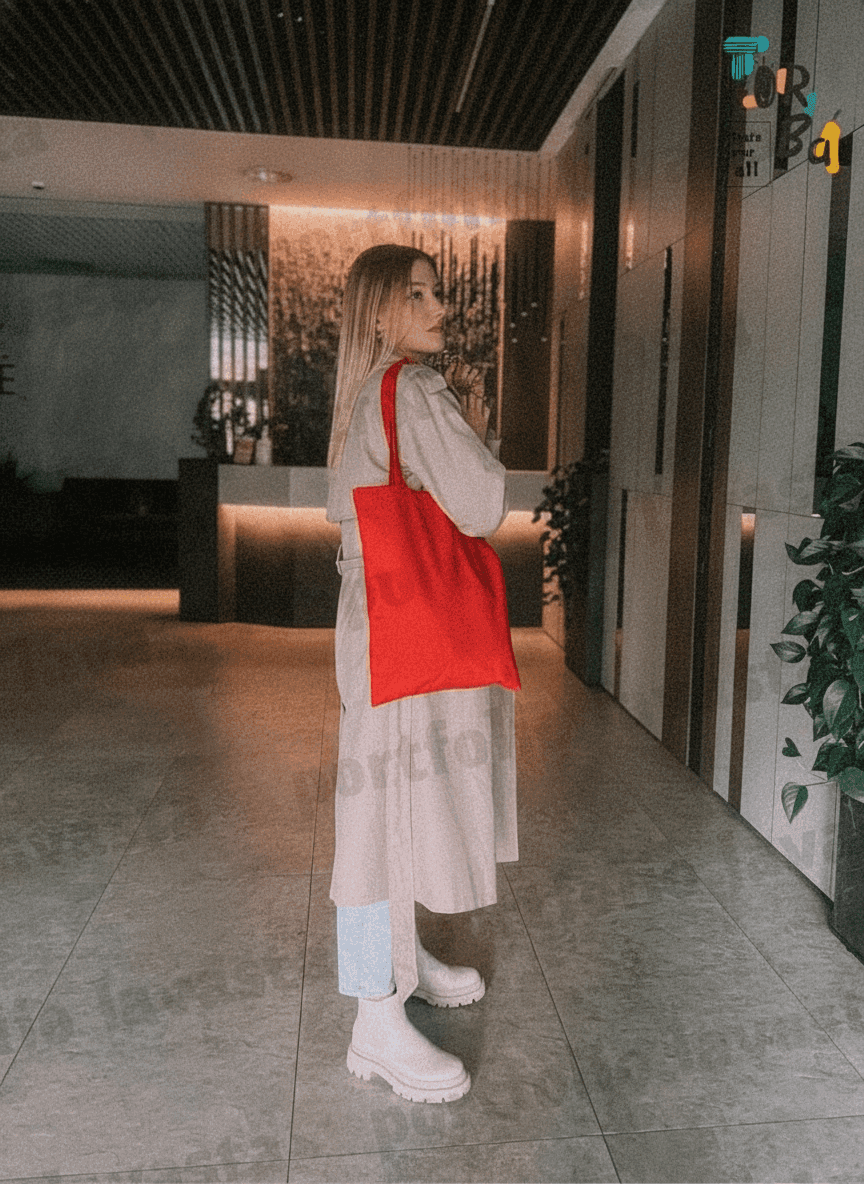 Red Heavy Cotton Tote Bag