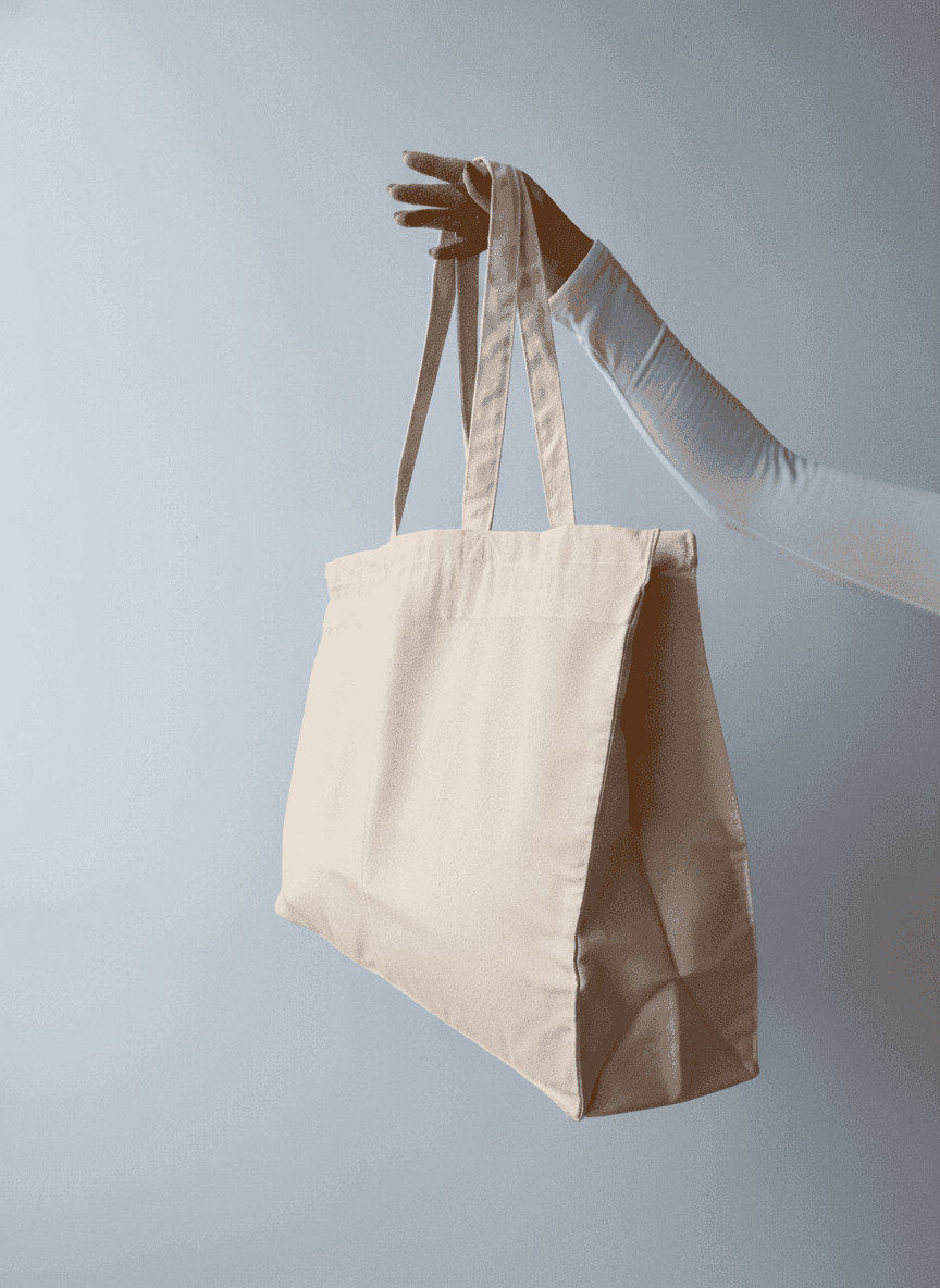 Natural Cotton Twill Tote Bag with Fabric Handles