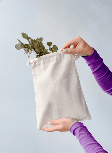 Calico Drawstring Pouch, Double Drawstrings