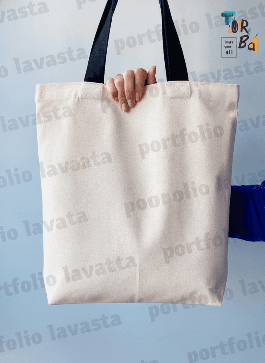 Tote Bag with Exterior Pocket & Long Green Strap