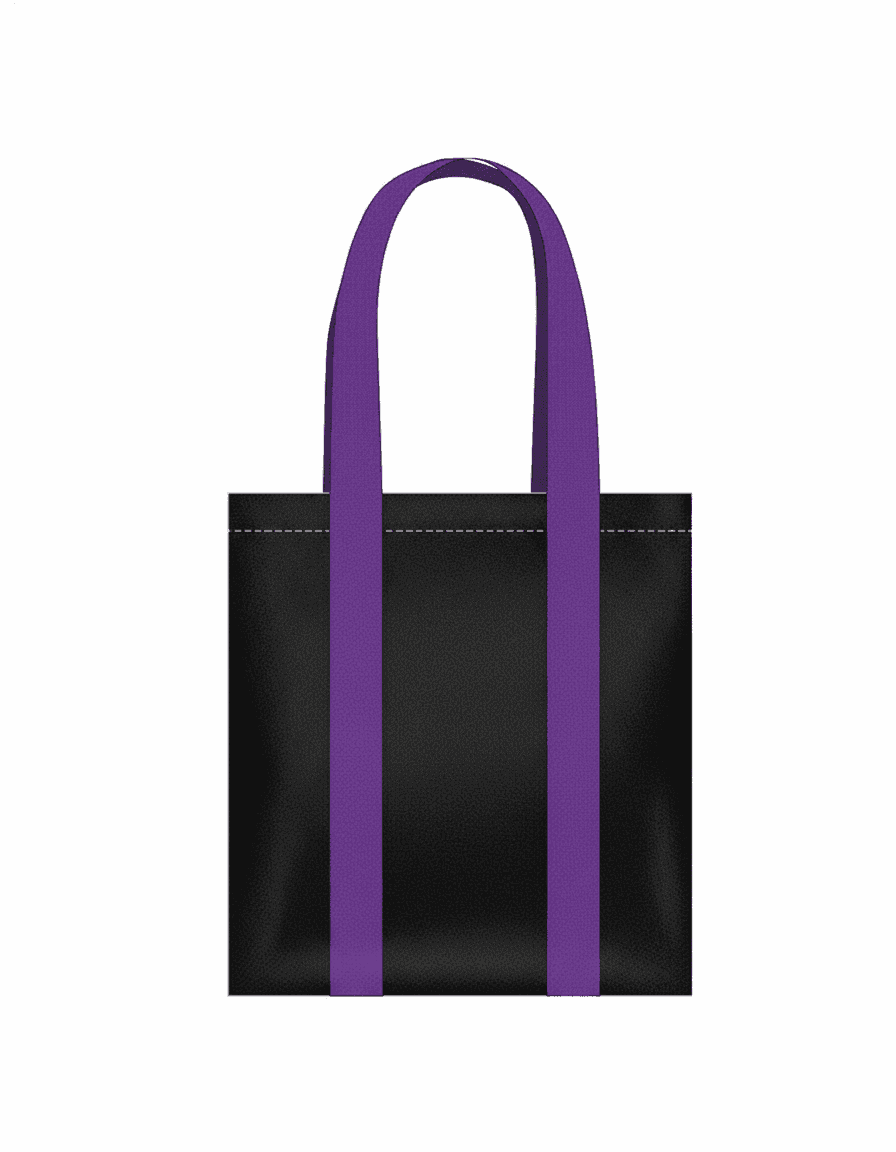 Sturdy Black Grocery Tote with Colorful Straps