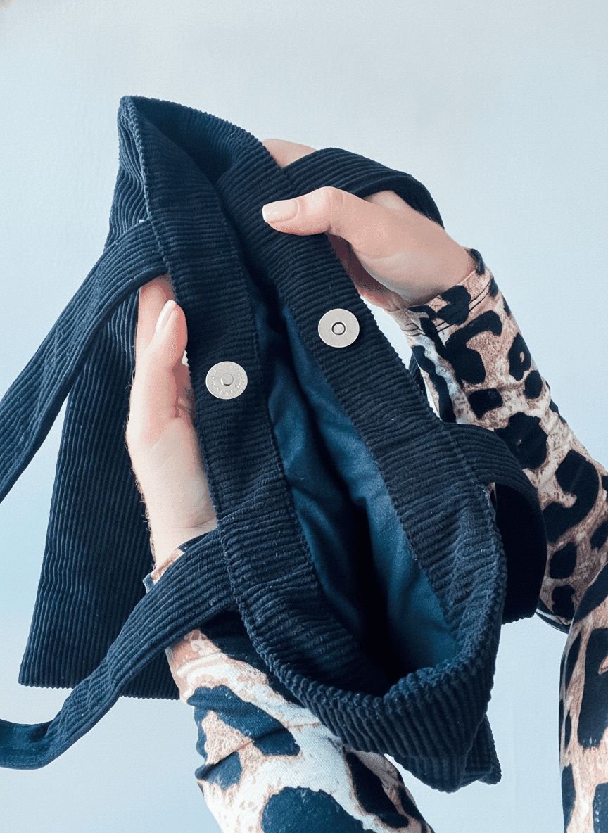 Corduroy Tote with Lined Inner Pocket