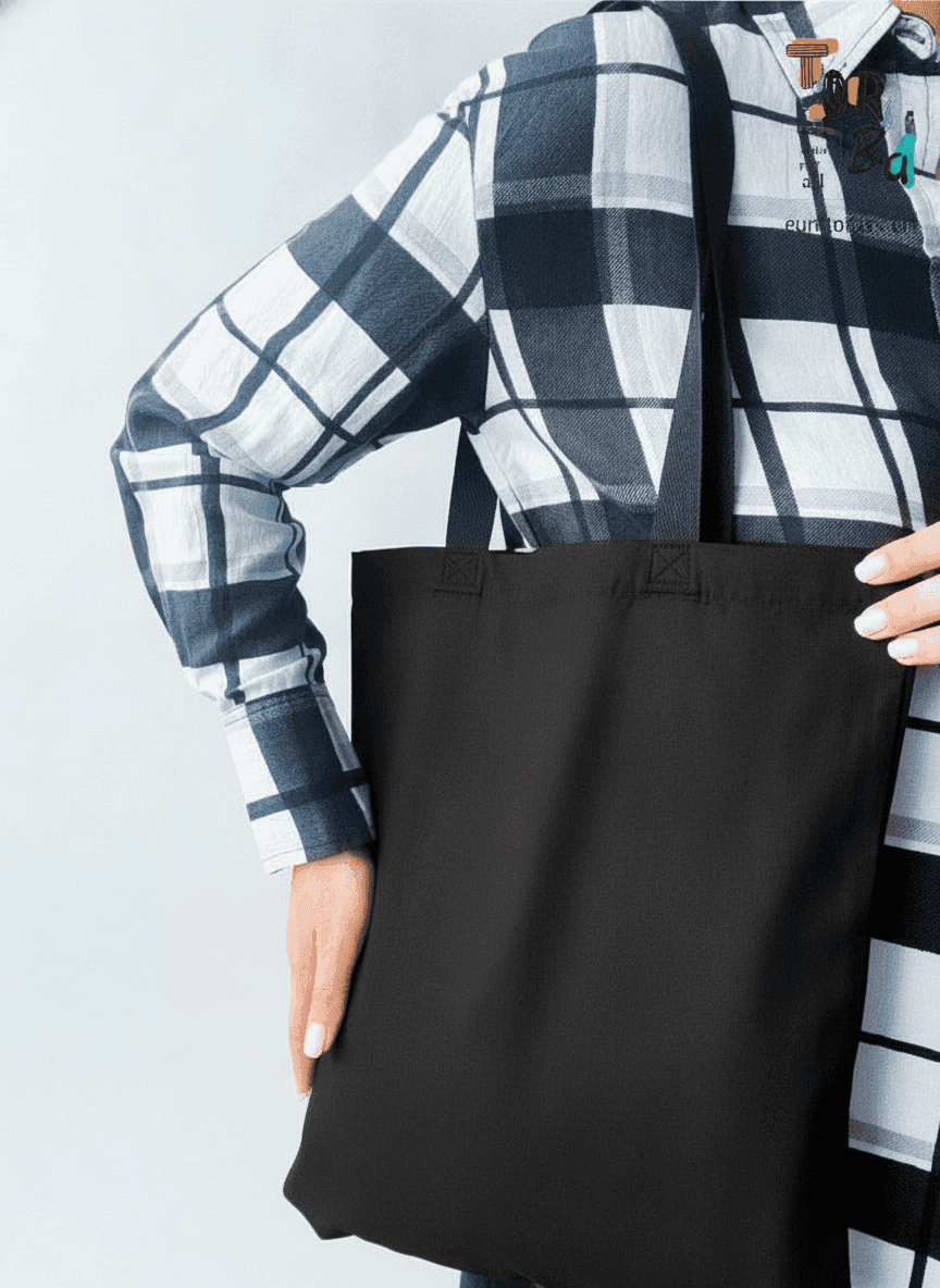 Black Calico Tote Bag Stand With Ukraine