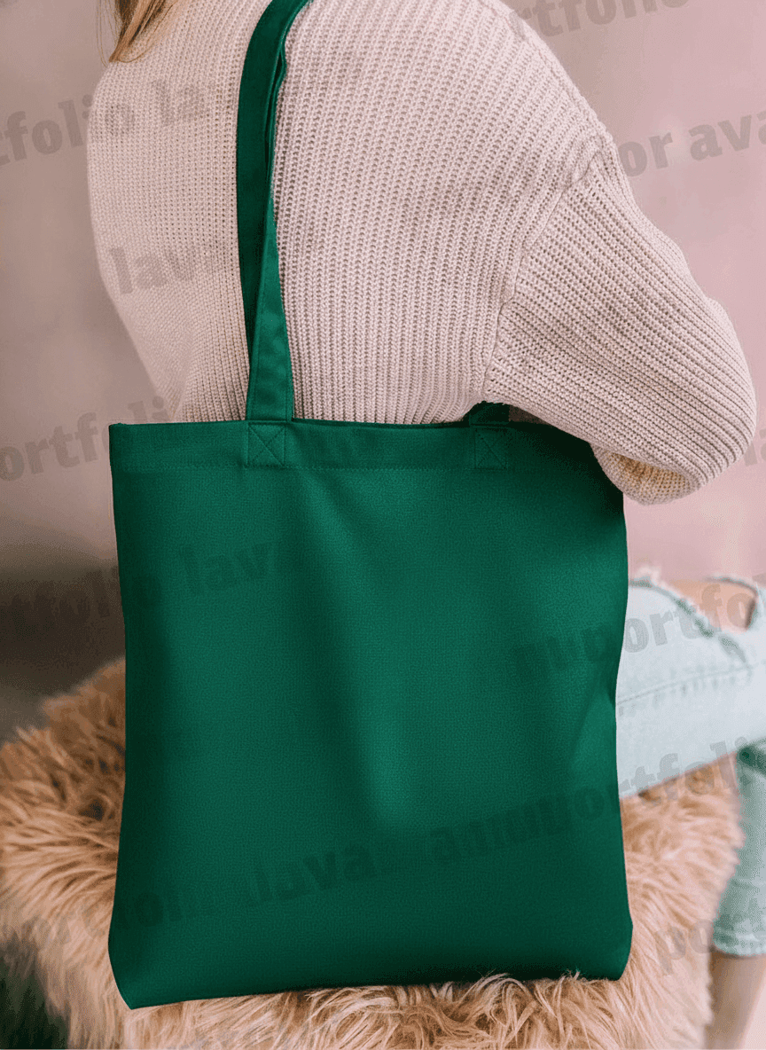 Green Gabardine Tote Bag