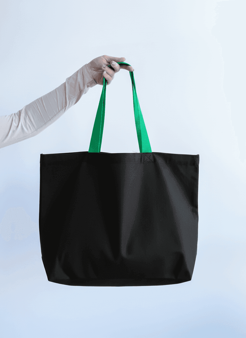 Тоут із бавовняної саржі з бірюзовими ручками для покупок