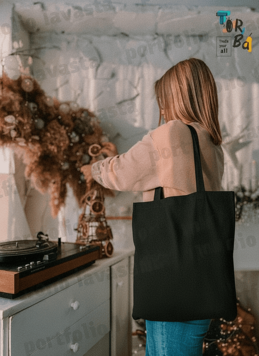 Black Heavyweight Cotton Tote Bag