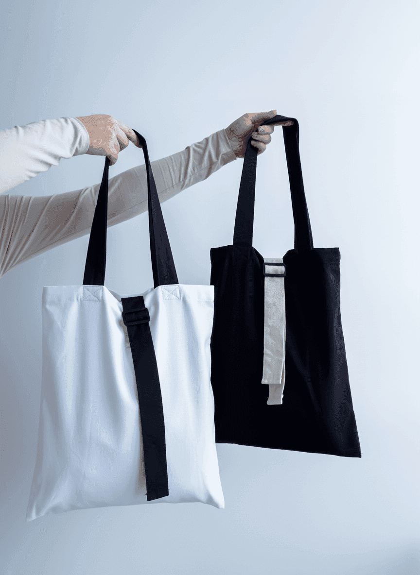 Шоппер из хлопковой саржи с черными ручками для покупок