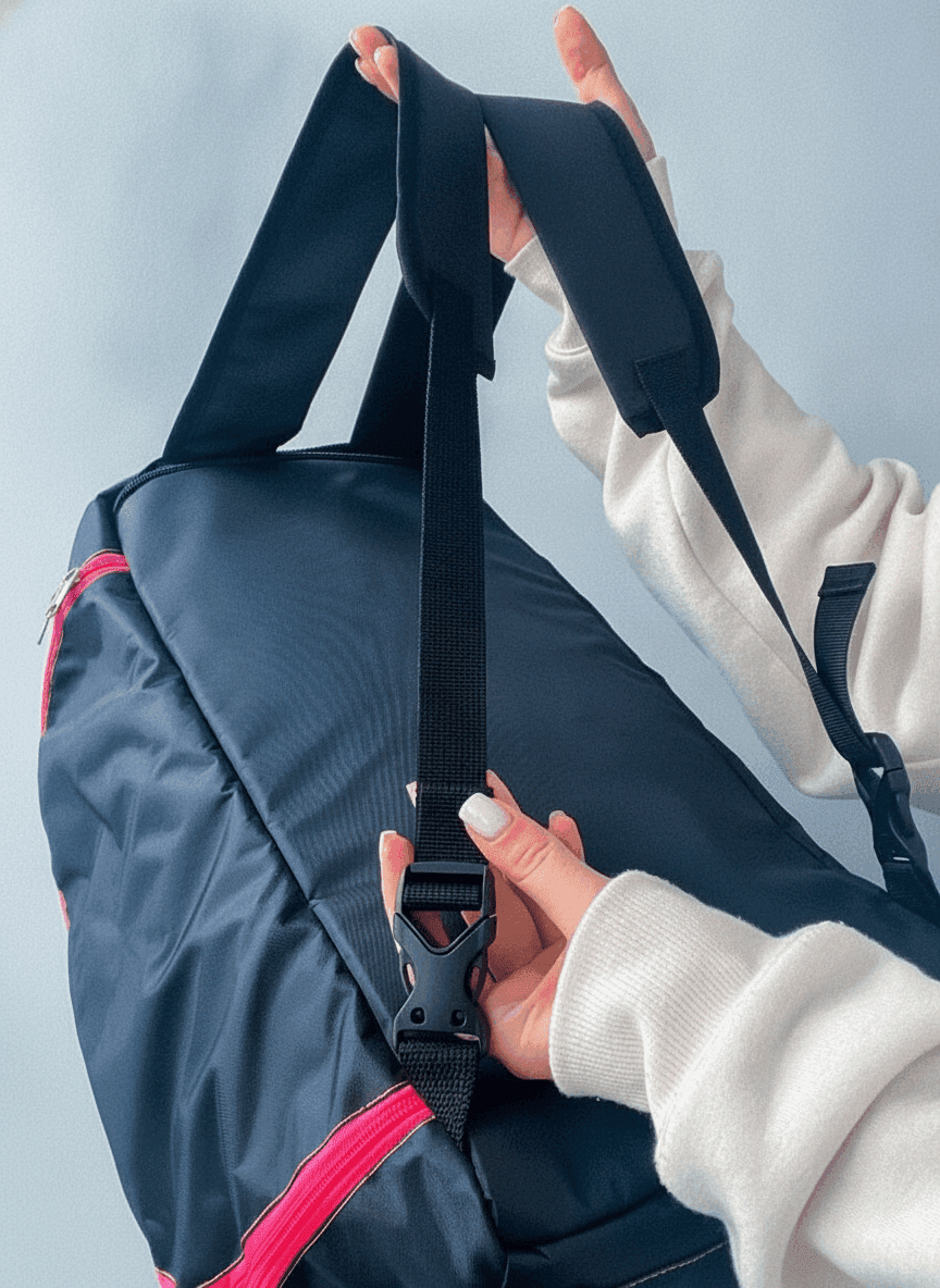 Black Gym Backpack with Pink Accents