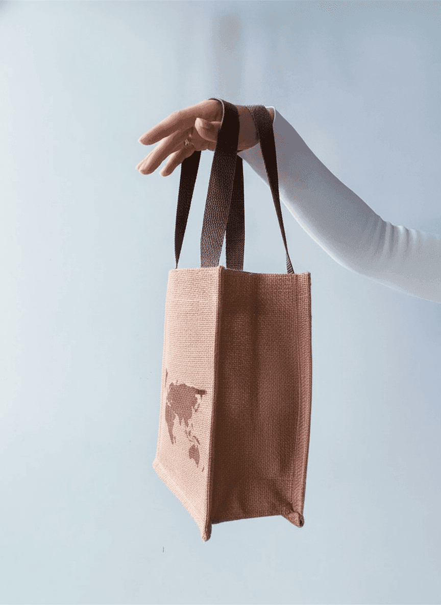 Brown Laminated Jute Tote Bag
