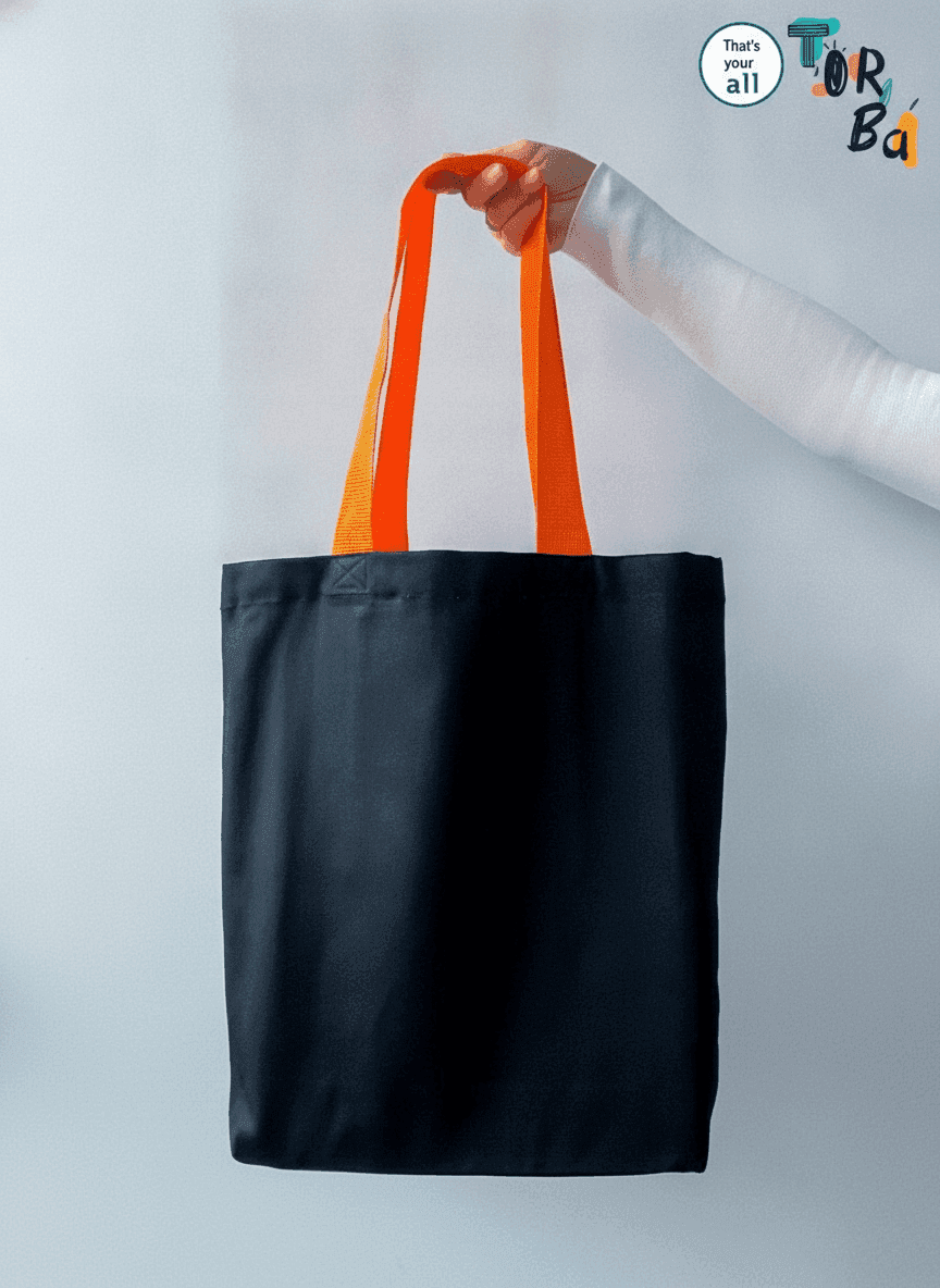 Lavasta tote bag with orange handles and pocket
