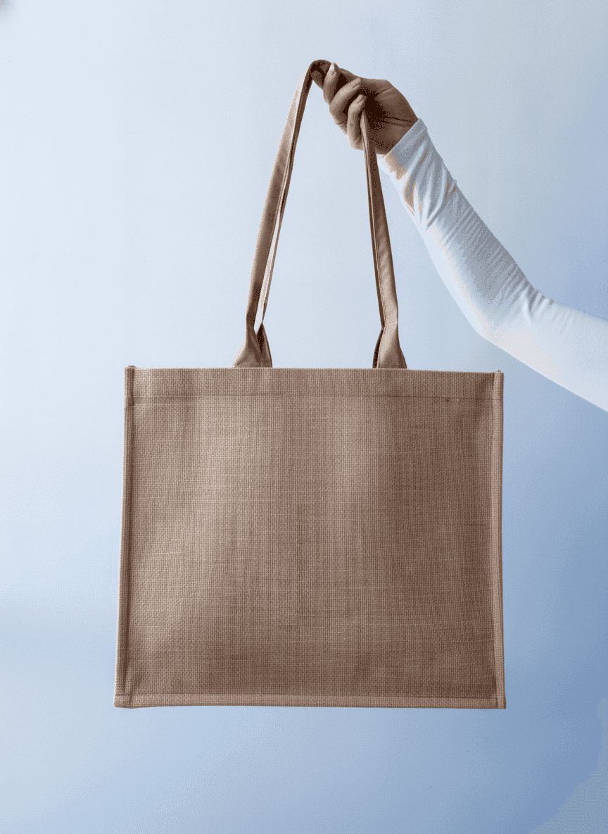 Jute & Laminated Burlap Tote with Rope Handles