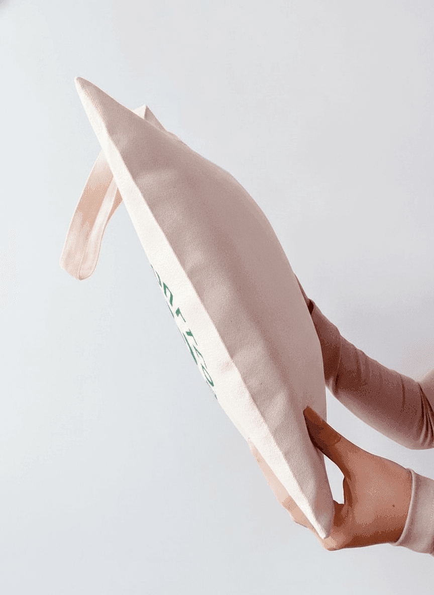 Eco tote bag with ribbon handles
