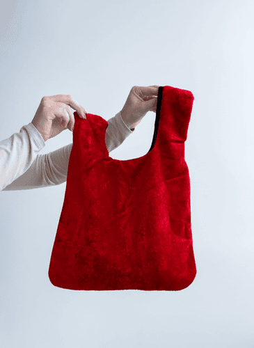 Велюровий шопер з майкоподібними ручками, двосторонній