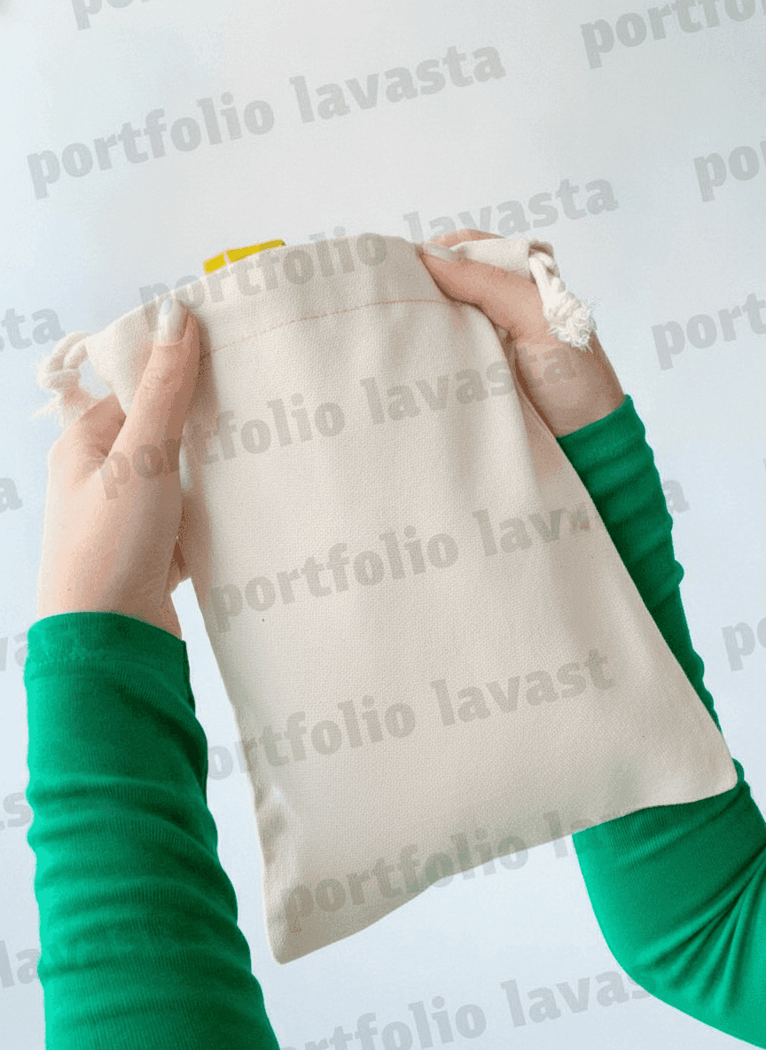 Natural Twill Double Drawstring Pouch
