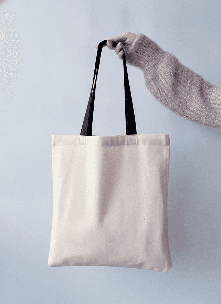 Black Deer Print Cotton Tote Bag