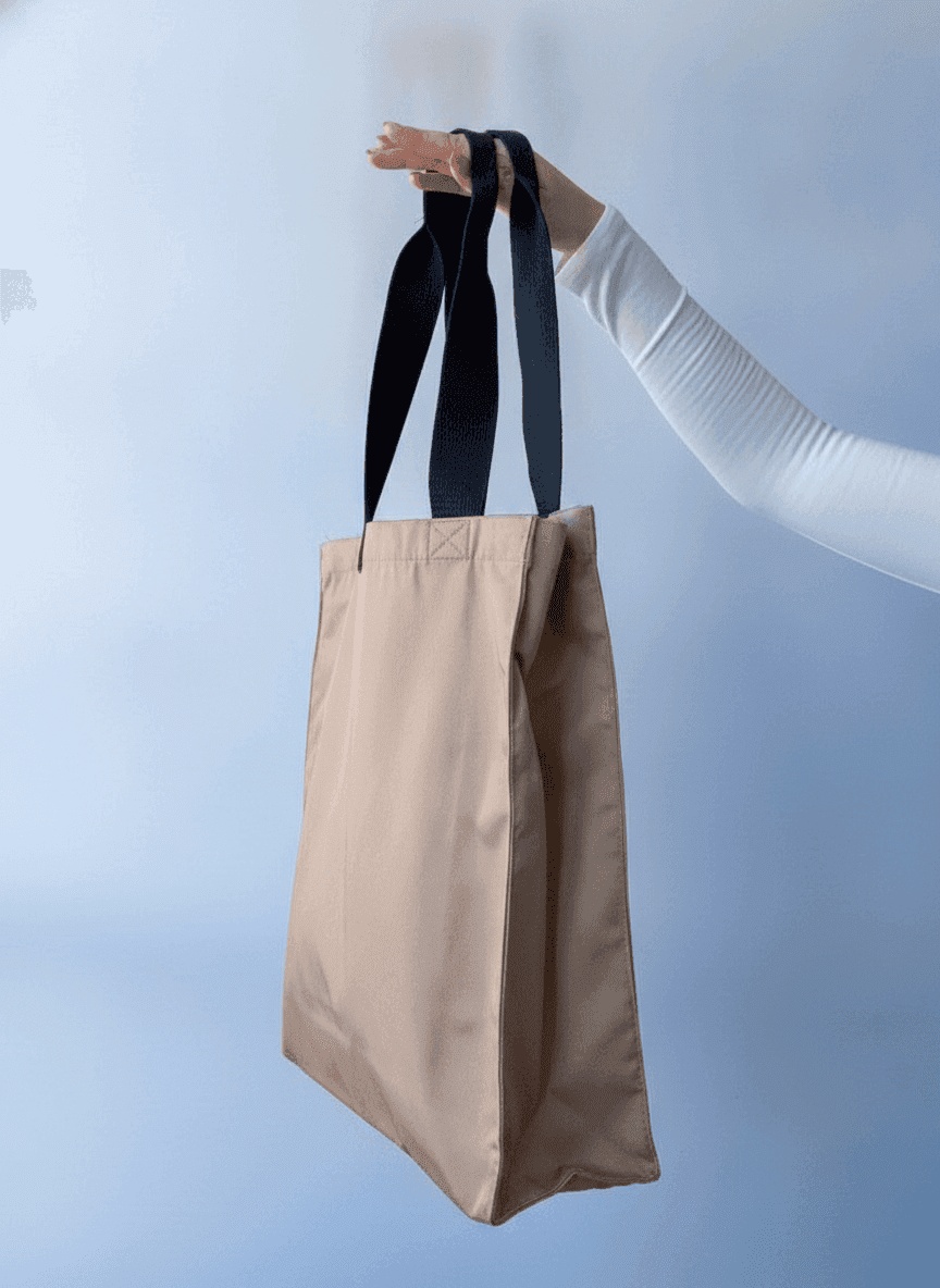 Cotton Twill Tote Bag with Short Black Handles