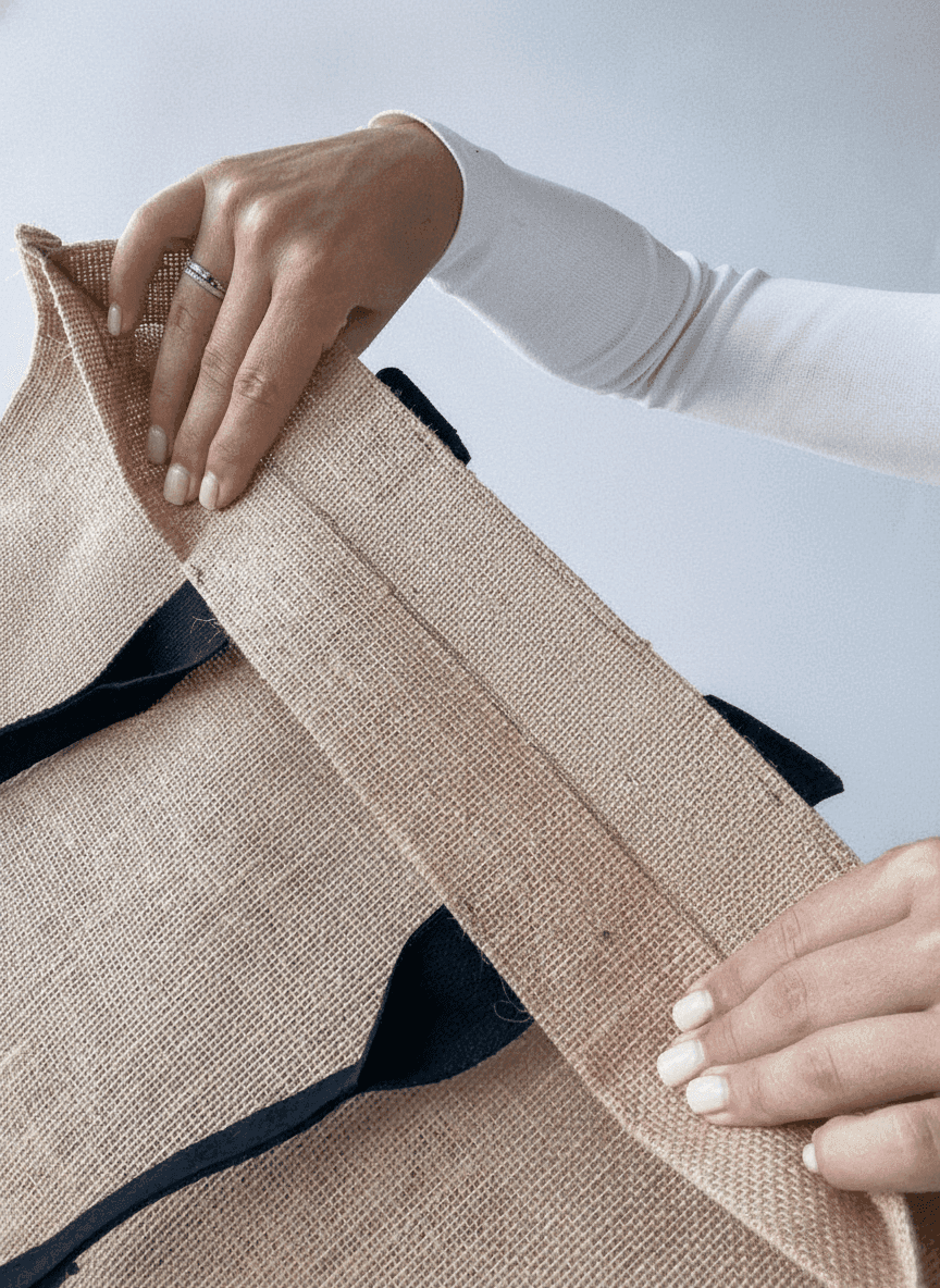 Jute Tote Bag with Long Handles and Flat Bottom
