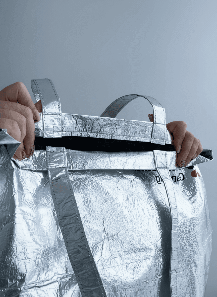 Шоппер из алюбонда с длинными ручками для промо