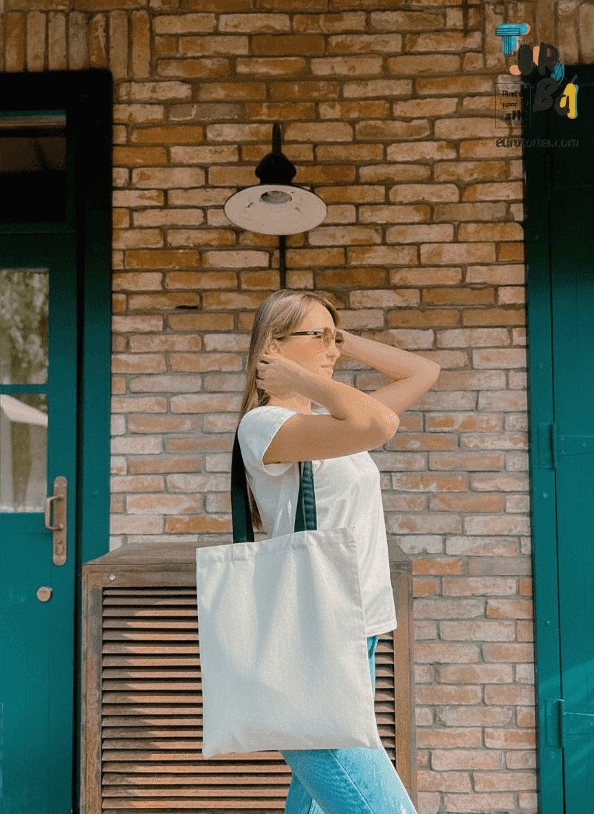Heavyweight Cotton Tote Bag with Black Handles