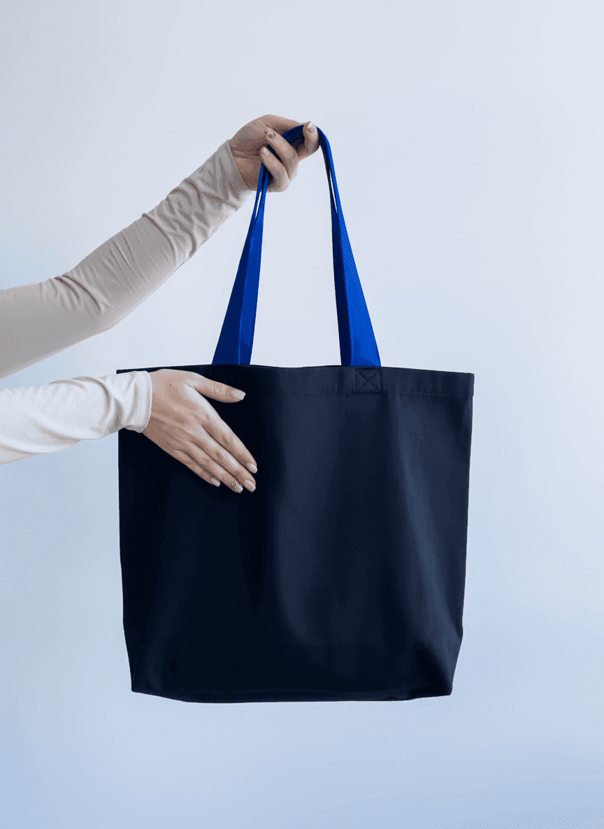 Durable twill shopper with blue handles