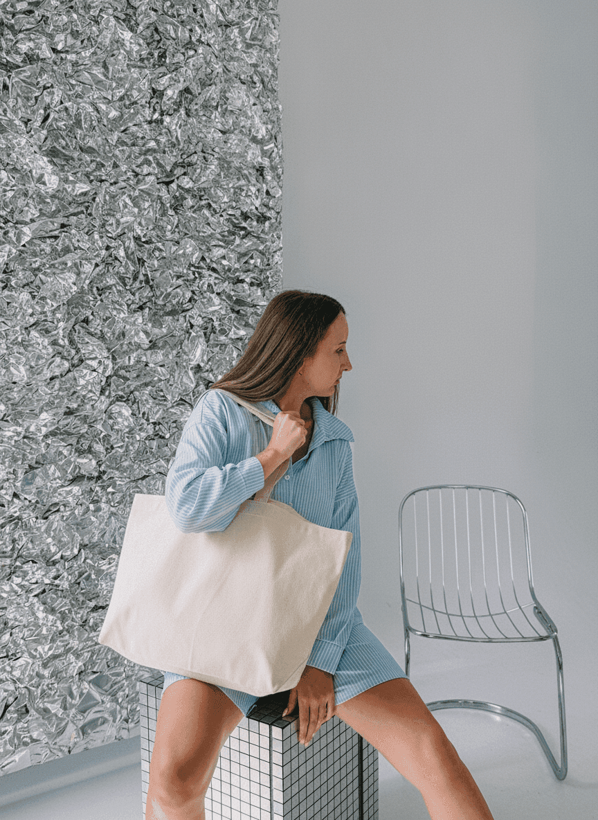 Twill tote bag with inner pockets