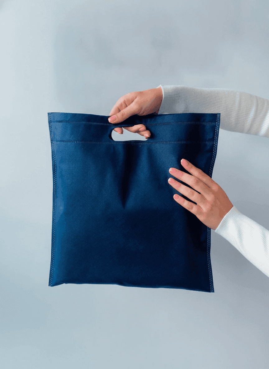 Dark Blue Spunbond Tote with Die-Cut Handle