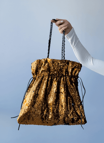 Мішечок із паєточної тканини для вечірок з шнуром