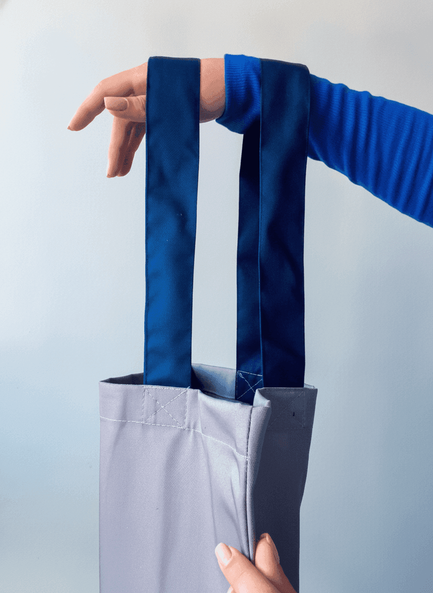 Two-Tone Gray and Blue Heavyweight Cotton Tote